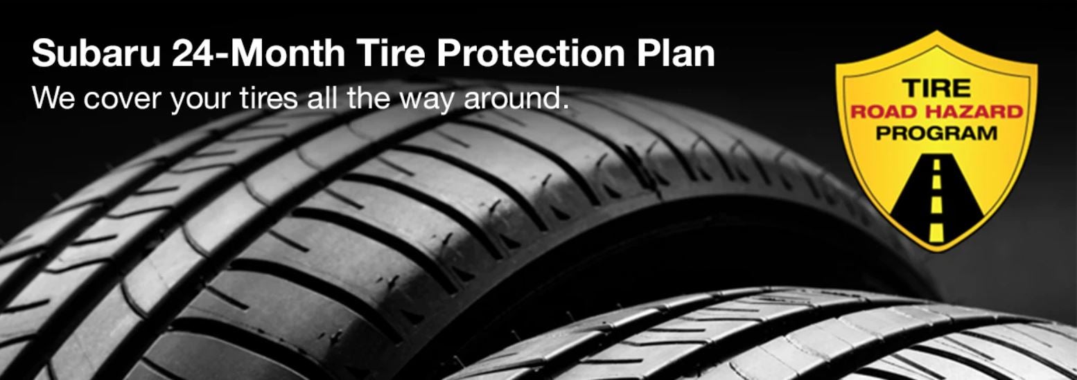 Subaru tire with 24-Month Tire Protection and road hazard program logo. | Crown Subaru of Wheeling in Triadelphia WV
